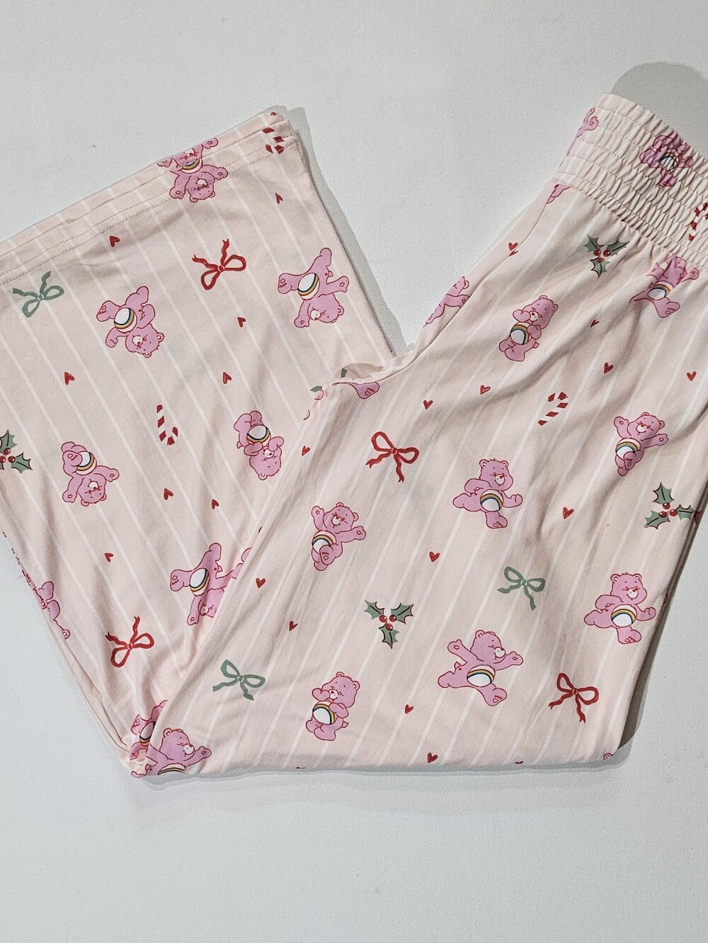 NWT Care Bears Munki Munki Perfect Pajama Pants Womens Small Pink White Stripe